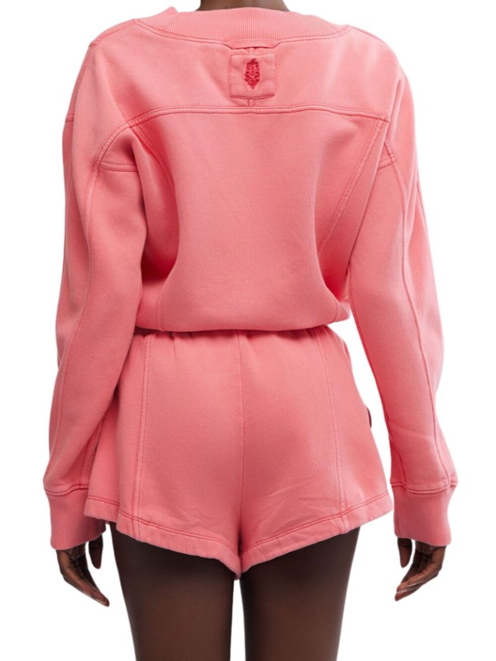 NWT FREE PEOPLE FP Movement Intercept romper hibiscus pink long sleeve size L - Picture 2 of 5
